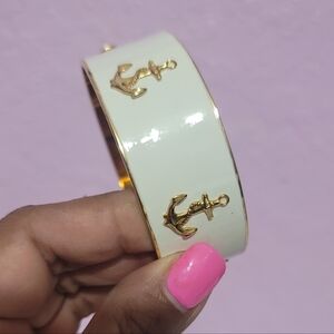 NWT Kep Enamel Gold Plated Brass Anchor Bangle Bracelet